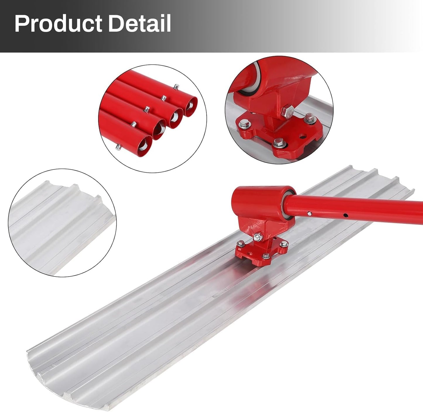 Bull Float Concrete 48x8" Bull Float Tool Kit, Concrete Float Tool, Magnesium Concrete Float, with 4 Handles and Bull Float Bracket for Concrete Finishing, Aluminum Alloy (No Box)