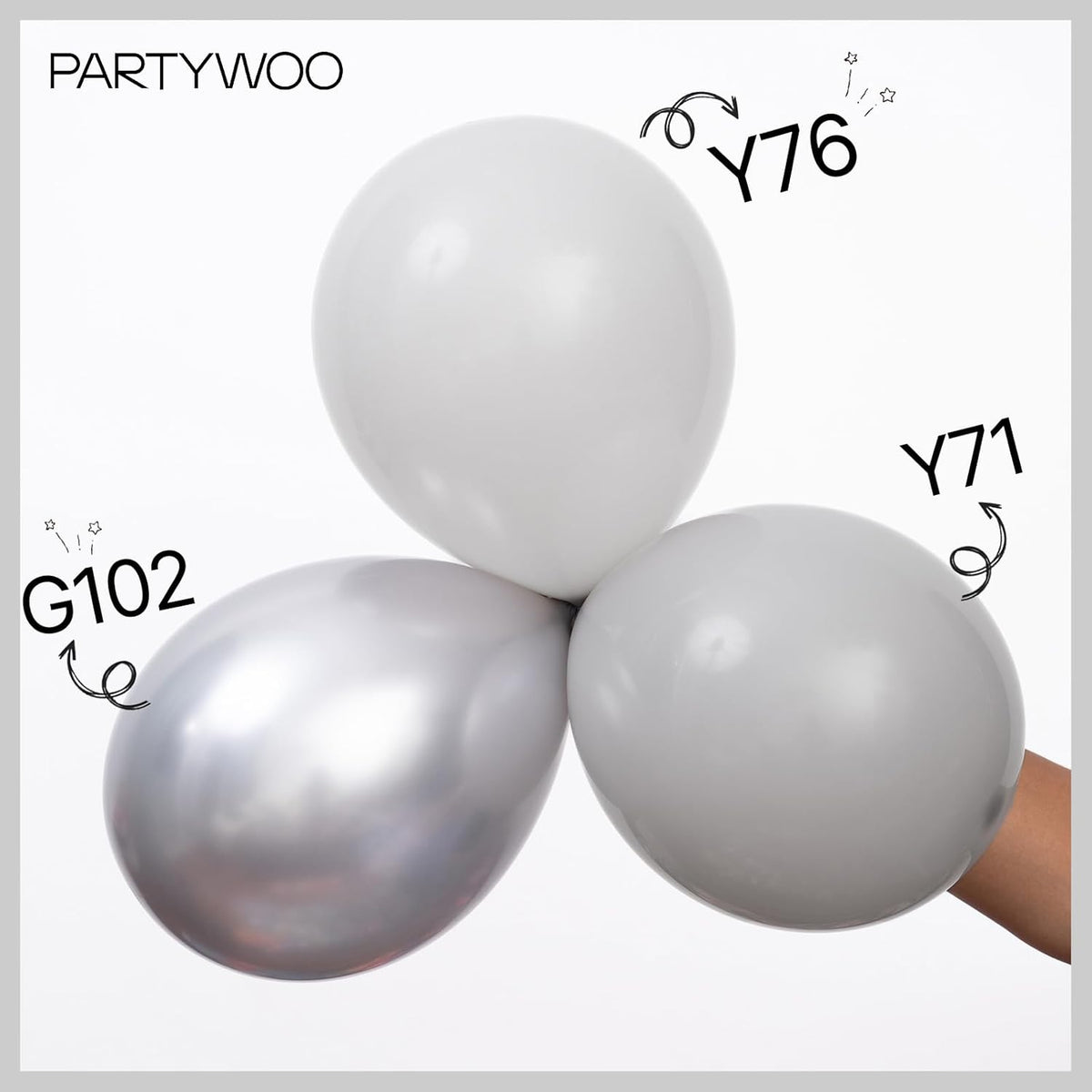 PartyWoo Gray Balloons - 120-Piece Matte Latex Balloon Arch Kit for Baby Showers & Weddings | 5-12 Inch Sizes