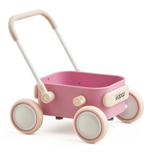 PULA Baby Push Walker with Wheels Toddler Wagon for First Learner Baby Toys 6-12 Months, 1 Year Old Birthday Gifts, Indoors and Outdoors (Pink)