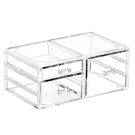 Cq acrylic Stackable Make Up Organizing With 3 Drawers,Clear Drawer Organizer for Vanity Counter, Plastic Makeup Storage Organizer for Bathroom,Medicine,Craft,Accessory,Beauty Supplies,Pack of 1
