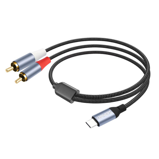 3.3FT USB-C to Dual RCA Cable - Digital to Analog Audio Cable with DAC Chip, Gold-Plated RCA Connectors, Dual-Shielded