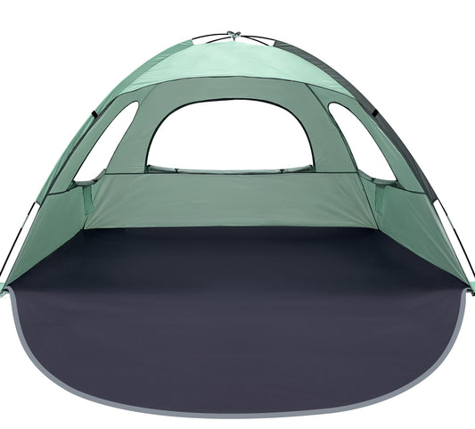 WhiteFang Beach Tent Anti-UV Portable Sun Shade Shelter for 3 Person, Extendable Floor with 3 Ventilating Mesh Windows Plus Carrying Bag, Stakes and Guy Lines (Mint Green)