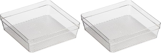 Oggi Clear Drawer Organizer - 6" X 6"- Ideal for Organizing Kitchen Drawers, Office, Desk, Silverware, Kitchen Utensils, Cosmetics and Bathrooms (Pack of 2)