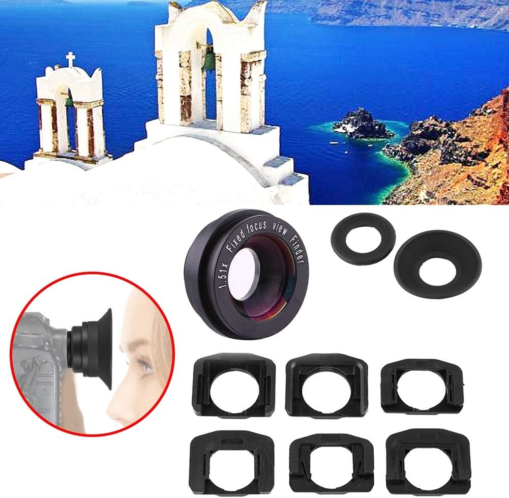 LKHUYA 1.5X 6 Fixed Focus Viewfinder Eyepiece Magnifier with Mount Bases for DSLR Cameras, Durable Optical Glass Eyecup