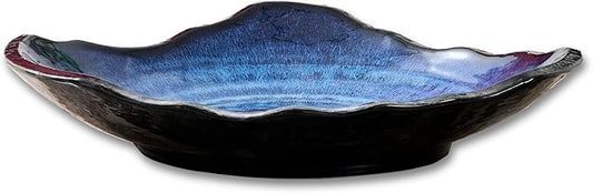 Large Ceramic Decorative Bowl – Blue Reactive Glaze Centerpiece Bowl, Modern Coffee Table Decor Dish, Entryway Catchall Key Bowl, Decorative Fruit Bowl for Dining Table Living Room (12” Dish)