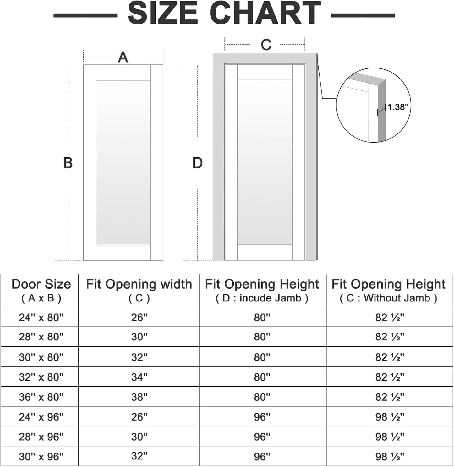CRUTOP 32''x80'' Half Frosted Glass Interior Door Slab Shaker, Pre-Built Panel for Barn Doors, Pocket Doors, French Door, for Pantry, Bedroom, Closet, Laundry & Bathroom, White Prefinish&Paintable