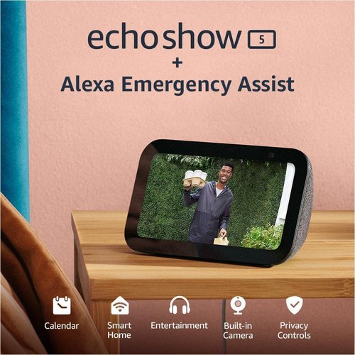Echo Show 5 (3rd Gen) - Smart Display with Blink Mini Camera | Glacier White