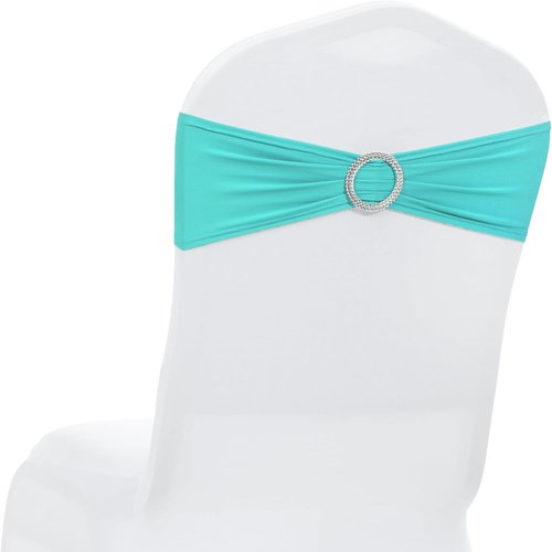MDS Spandex Chair Sashes - Universal Fit Elastic Stretch Bands with Buckle for Weddings | Aqua Blue, Pack of 150