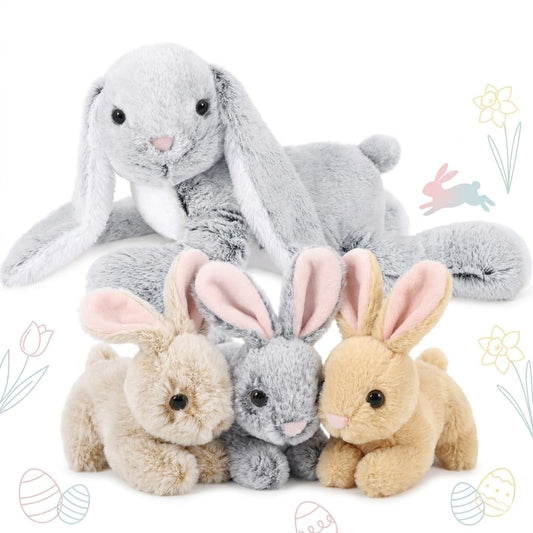 MaoGoLan 4Pcs Easter Bunny Stuffed Animals with 3 Babies Inside, 24" Soft and Cuddly Giant Rabbit Plush, Easter Stuffed Bunny Gift for Kids,Boys,Girls