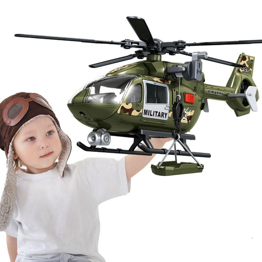 Military Helicopter Toy for Boys with Hanging Basket Toy Airplane with Lights and Sound Rescue Vehicles Toys for Kids Aged 3 4 5 6 7