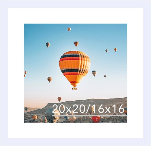 JCJMY 20x20 Picture Frame - White Wall Hanging Frame with 16x16 Mat & Shatter Resistant Plexiglass