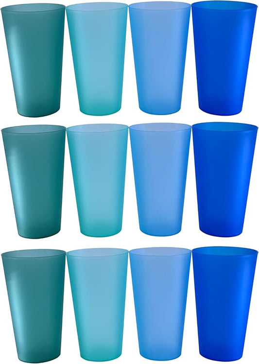 AOYITE 32 oz Reusable Drinking Cups, Unbreakable Large Plastic Tumblers set of 12, BPA Free Dishwasher Safe Cups for Kids Adult Kitchen Camping Party Outdoor