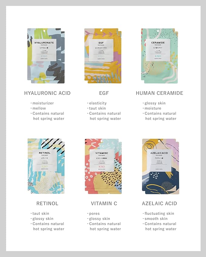 Facial Sheet Mask (24 Pieces) 100% Pure Hot Spring Water, No Added Water Moisturizing Skincare