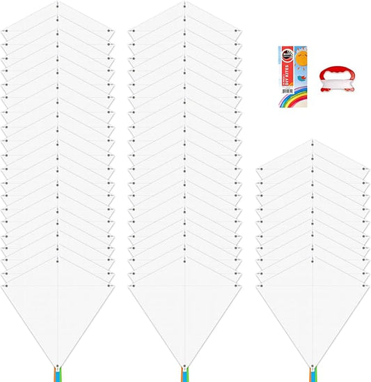 DIY Kites for Kids Kite Making Kit Bulk, Decorating Coloring Kite Party Pack,White Diamond Kite Kits