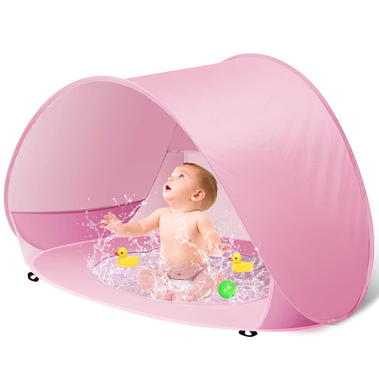 Baby Beach Tent with Pool, Pop Up Sun Shelter UPF 50+ UV Protection for Infant Toddlers, Portable Shade Tent with Carry Bag for Beach Outdoor Travel