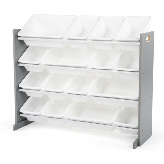 Humble Crew Supersized Toy Storage Organizer with 16 Removable Bins, Grey/White – Large Toy Storage for Toddlers Ideal for Kids' Rooms, Playrooms, and Nurseries - Modern Toy Bins for Kids