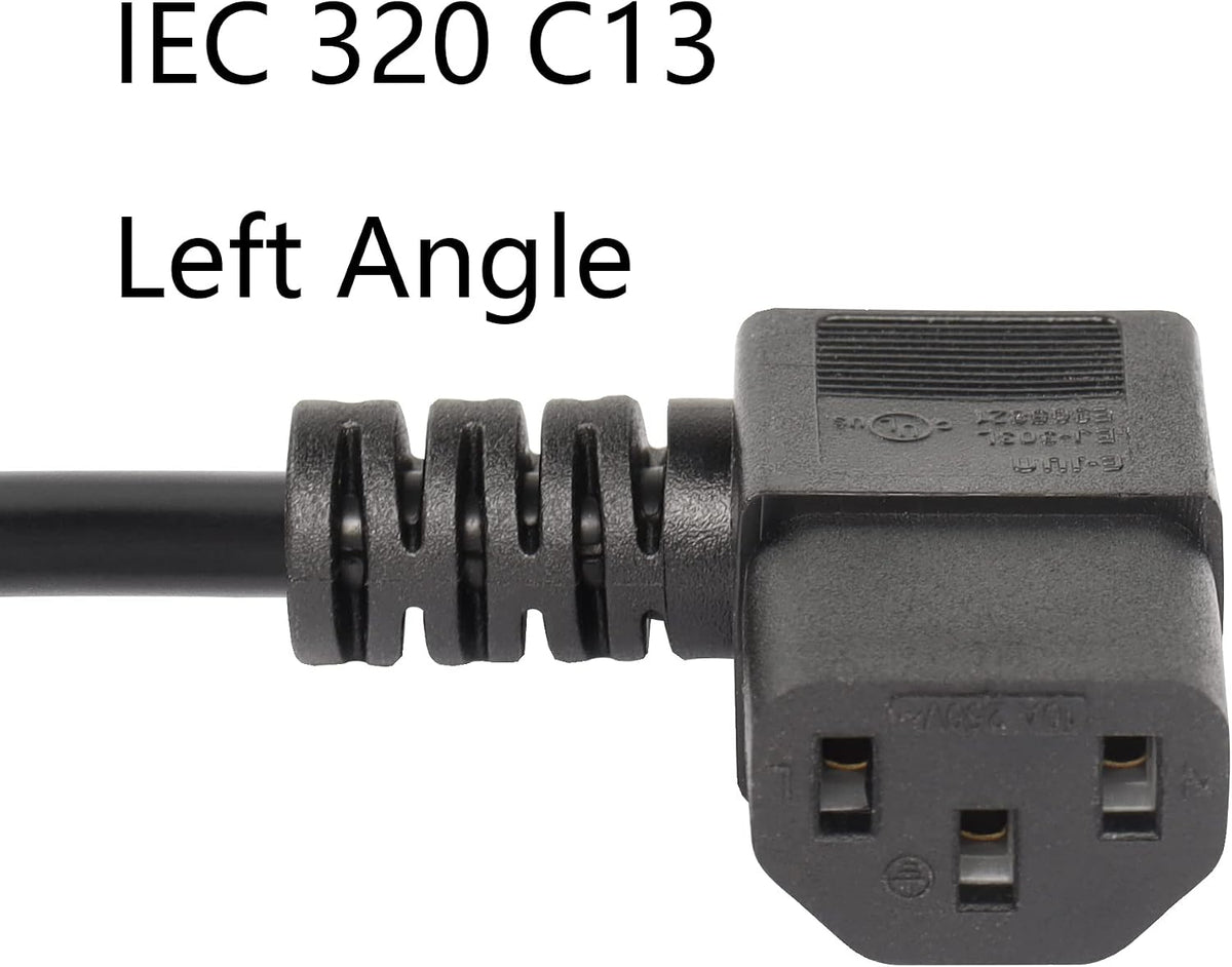 CERRXIAN 4.92FT 18AWG 3 5-15P 90 320 C13 10A/125V, Left Angle Prong Computer Power Cord, NEMA to Degree IEC Monitor TV