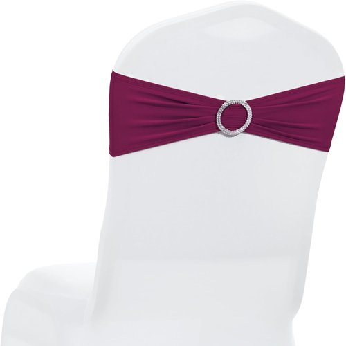 MDS Spandex Chair Sashes - Premium Stretch Covers with Buckle Slider | Universal Fit for Weddings & Events - Eggplant