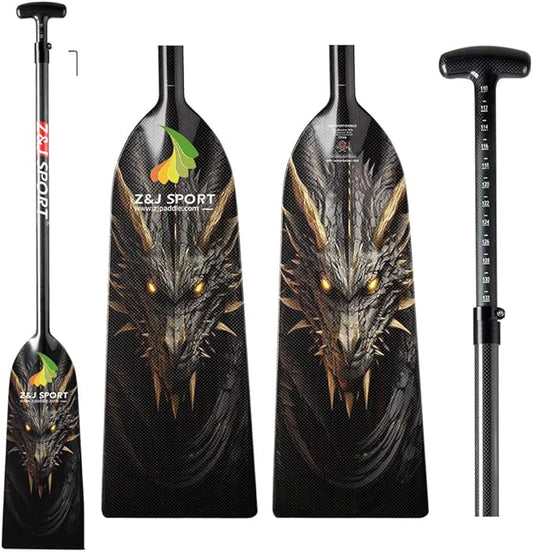 Z&J SPORT Adjustable Dragon Boat Paddle, IDBF Approved Carbon Fiber Paddle, Dragon Graphic Paddle with Adjuster for Dragon Boat Race with Adjustable T Handle