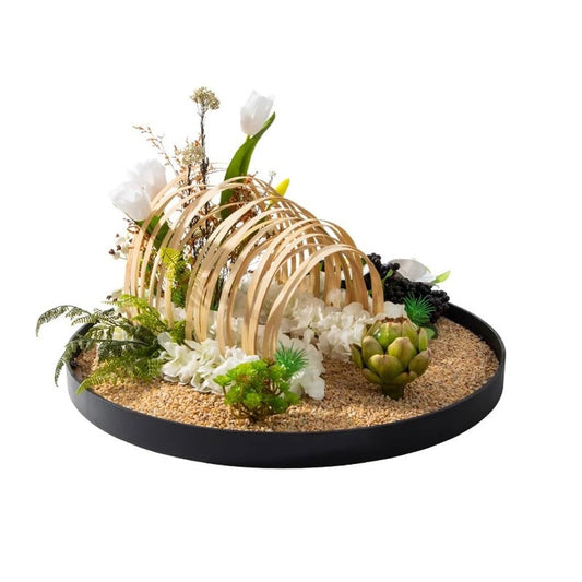 Bonsai Tree Pot for Fake Tree Large Round Table in The Middle of The Turntable Flower Hotel Table Restaurant Light Luxury Decorations Landscape Decorations for Office Living Room Greenery Decor (Size