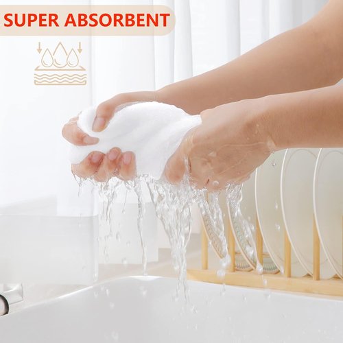 Homaxy 100% Cotton Kitchen Dish Towels - Ultra Soft & Absorbent Quick Drying | 13 x 28 Inches, 18-Pack, White