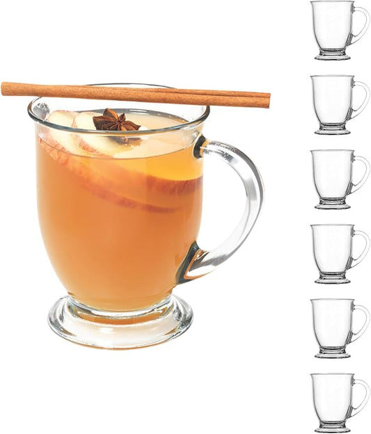 Anchor Hocking Café Glass Coffee Mugs, 16 oz, Set of 6