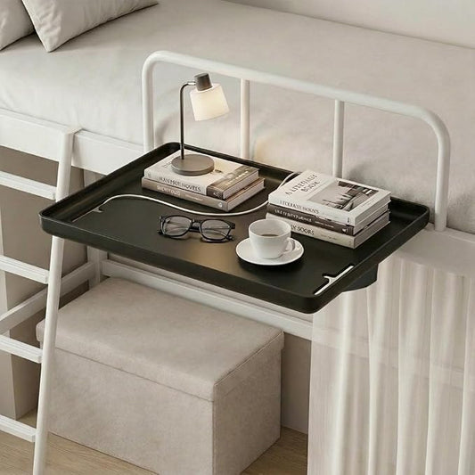Bedside Shelf，Bunk Bed Shelf, Clip-On Bedside Tray with Cable Management, Floating Nightstand for College Dorm Loft Bed, Back to School Essential