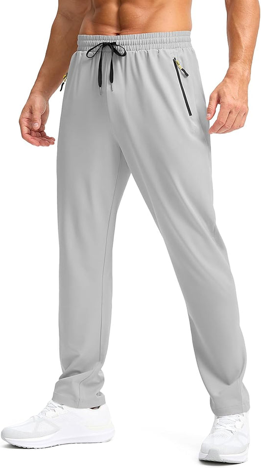 Pudolla Men's Lightweight Hiking Pants Quick-Dry Outdoor Sweatpants with Zipper Pockets for Casual Travel Athletic Workout