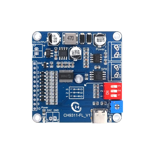 20W 8MB MP3 12V Programmable 10-Way Sound Playback Board, Voice Module USB Downloadable Music Player DAC Output Support
