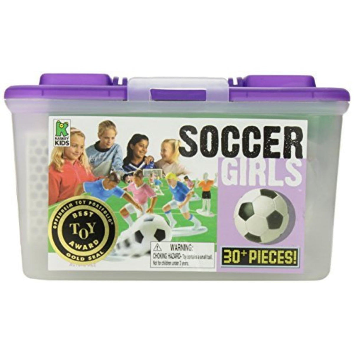 Kaskey Kids Soccer Girls, Pink vs. Blue, 27 Pieces in Each Set, Includes 2 Teams, Accessories, and Travel Storage Case, Nostalgic Sports Action Figures for Imaginative Play, Ages 3 and Up