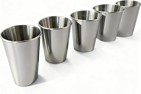 Unbreakable 10 oz Stainless Steel Kids Cups (5 Pack) - BPA-Free Premium Stackable Metal Pint Cups for Home, Outdoor & Children's Daily Use