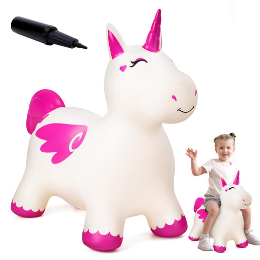 EVERICH TOY Bouncy Horse Unicorn Toys for Kids, Inflatable Bouncing Animal Hopping Toys, Outdoor Indoor Ride On Bouncer, Boys Girls Birthday Gift for 18 Months 2 3 4 5 6 Years Old Toddler