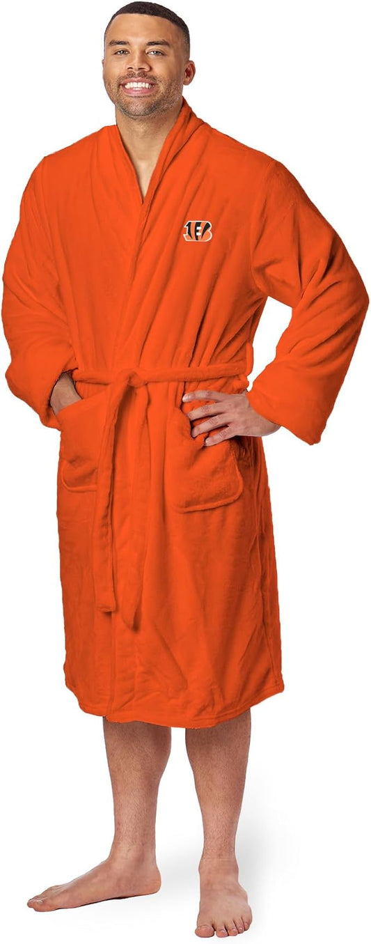 NFL Adult Unisex Silk Touch Bathrobe, Officially Licensed Loungewear, Soft Plush Polyester