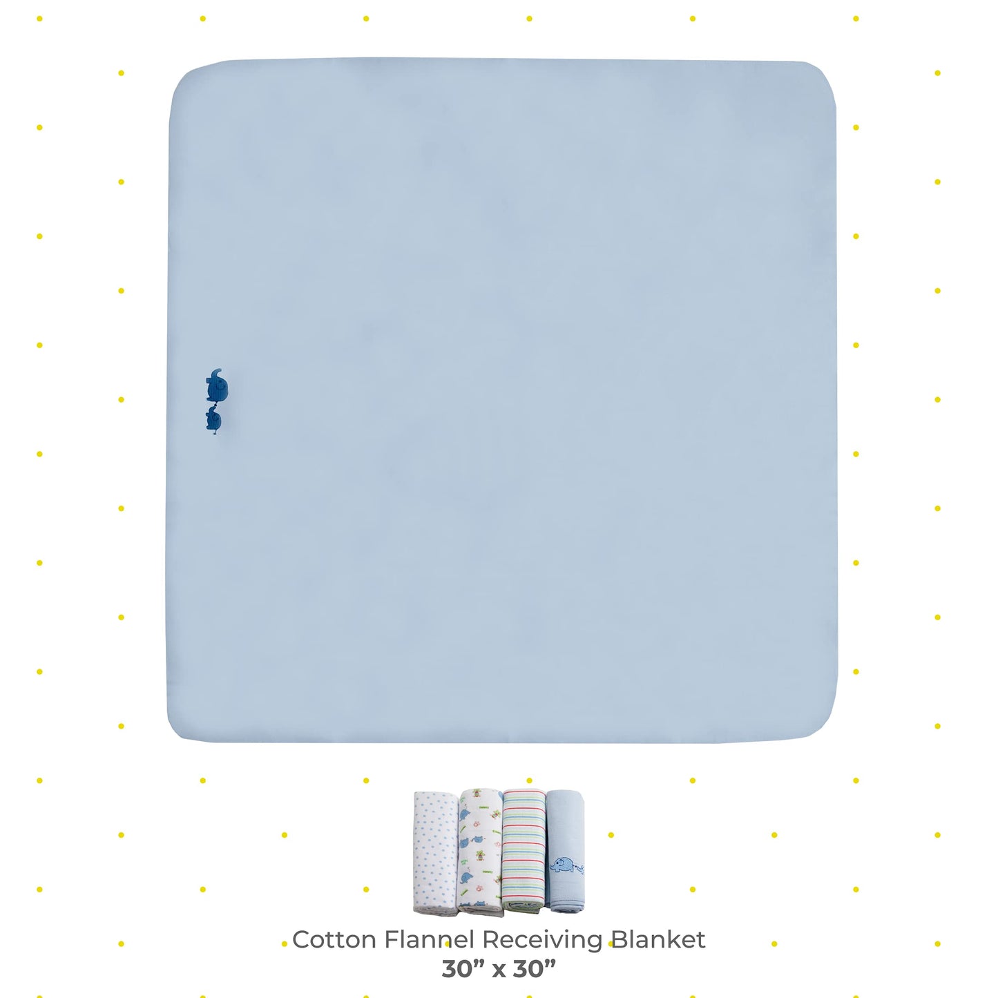 Spasilk Receiving Baby Blanket, 100% Cotton Flannel Blanket, Pack of 4, Blue