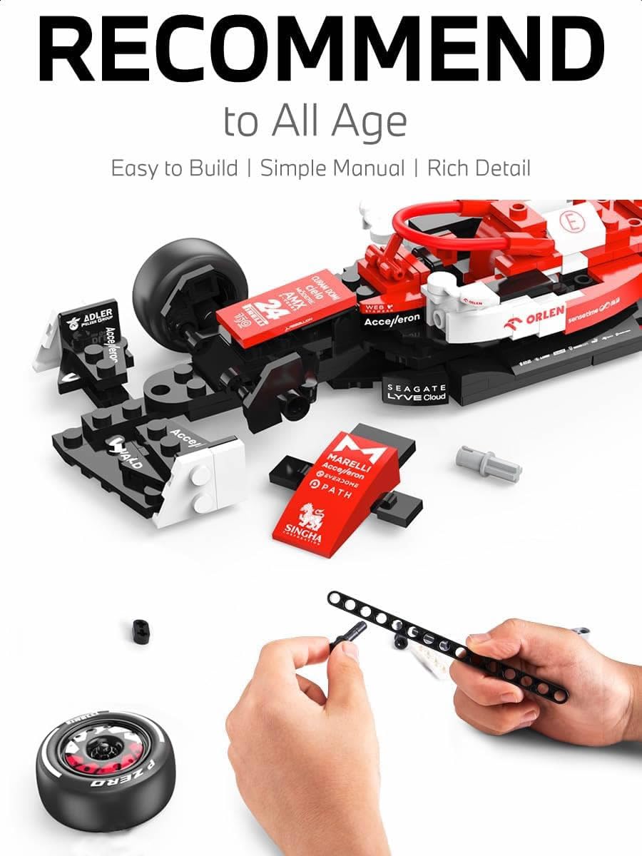 RASTAR 1/24 Alfa Romeo F1 Collectible Building Kit - Christmas Ideal Gifts for Play & Display - Officially Licensed 340PCs Model Car Building Bricks Set for Kids, Teens & Adults
