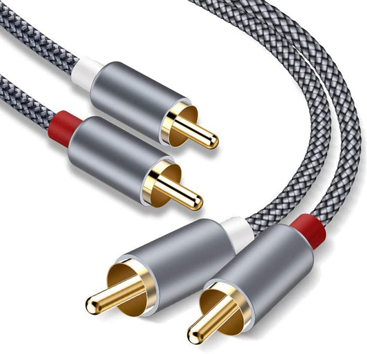 4FT 2RCA 2RCA Goalfish RCA Cable, RCA Audio Cable [Shielded, Nylon Braided] Stereo to Male to Male Cord for Speaker