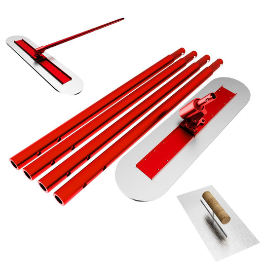 48" x 12" Concrete Bull Float Kit, Stainless Steel Round End Finishing Trowel with 57'' Adjustable Handle, Heavy Duty Concrete Smoothing Tool for Cement, Driveway, Patio