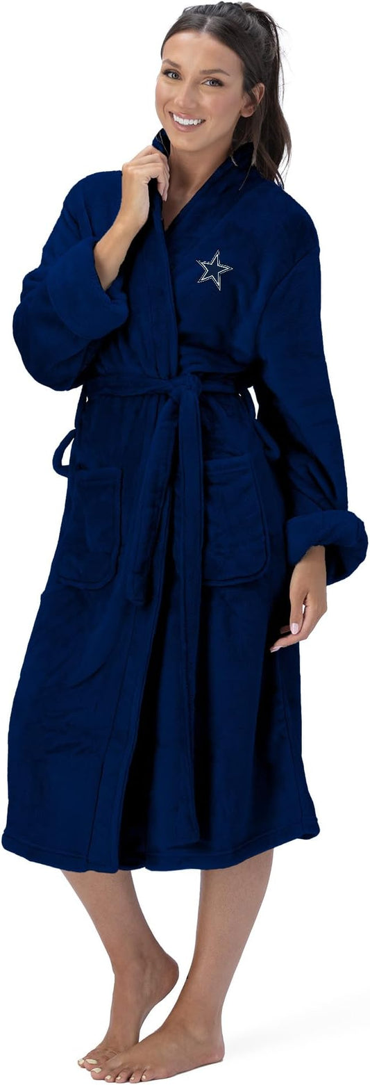 NFL Adult Unisex Silk Touch Bathrobe, Officially Licensed Loungewear, Soft Plush Polyester