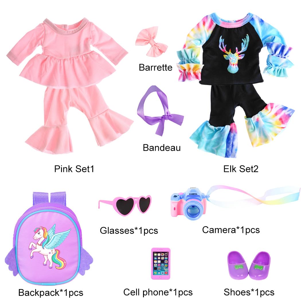 iBayda 14.5 Inch African-American Silicone Baby Doll - Realistic Black Girl Doll with 2 Outfits, Shoes, Backpack, Camera, Glasses & Phone Accessories (Washable)