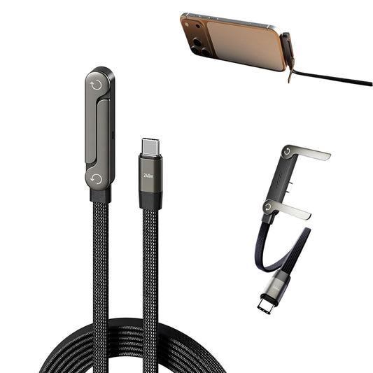 2-in-1 240W 5 Invisible Stand Charging Cable, Multi Charger Cord with Type C Multi-Angle Adjustable Stand, Fast