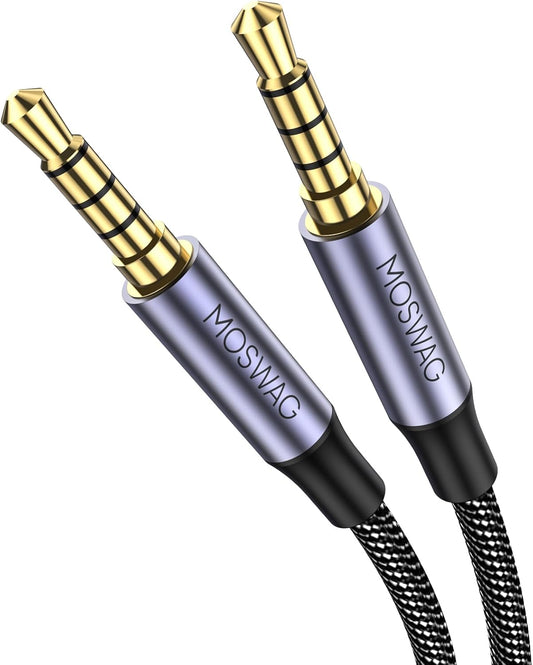 3.5mm 3.5mm 4-Pole PS4, Headset, MOSWAG Audio Cable Male to Male Audio Cable Hi-Fi Stereo TRRS Jack Aux Cable Nylon