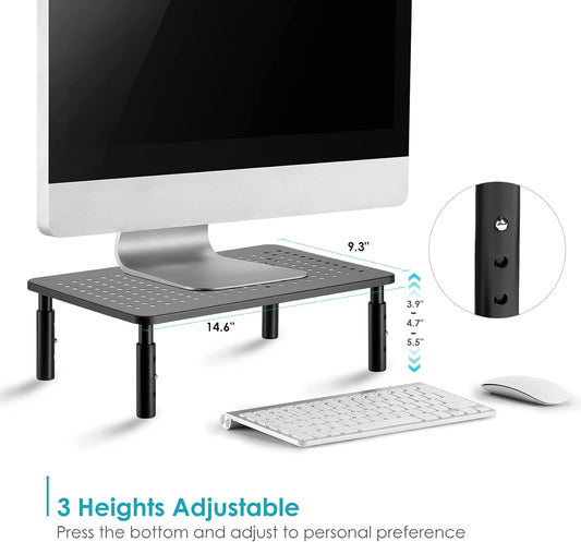 3 LOTEYIKE Monitor Riser Desktop Stand, Flat Screen TV Monitor Stand Riser, Sturdy Metal Laptop Computer Monitor Stand
