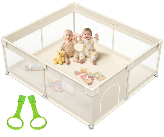 Mloong Large Baby Playpen for Toddler - 69×59in Babies Play Pen Playard Active Center Beige