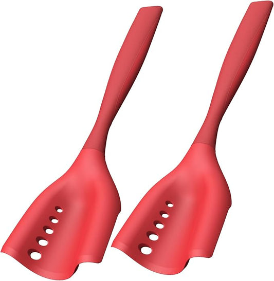 2 Pack Mincing Spatula Meat Chopper, Hamburger Grinder, Premium Heat Resistant Smasher for Ground Beef, Potato Mix Tool, Meat & Poultry Tenderizers-Red