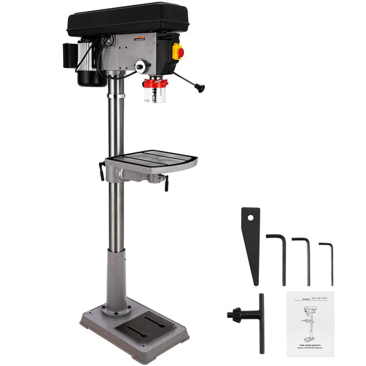 17 in Floor Drill Press, 12 Amp 120V Pure Copper Motor, 200-3630 RPM Variable Speed Cast Iron Bench Drill Press, 0-45° Tilting Worktable, Tabletop Drilling Machine for Wood Metal