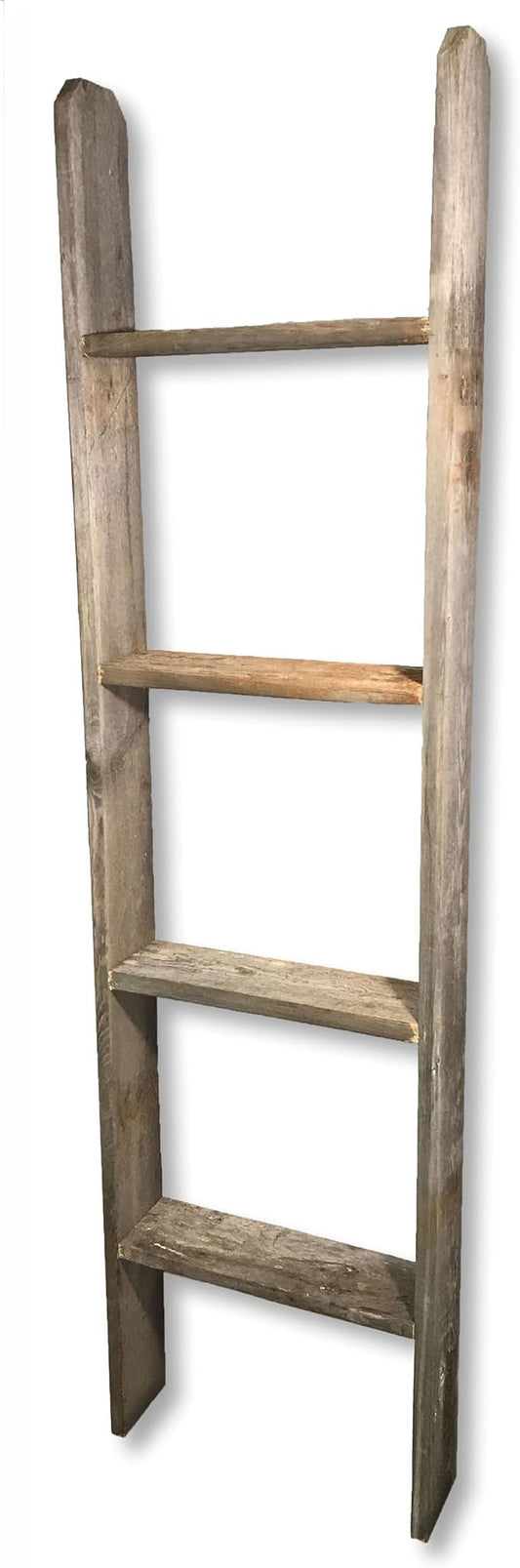 Rustic Revival | Barnwood Display Ladder – Farmhouse Decorative Ladder Made from Authentic Weathered Wood – Real Wood Leaning Ladder for Blankets, Towels & Rustic Décor