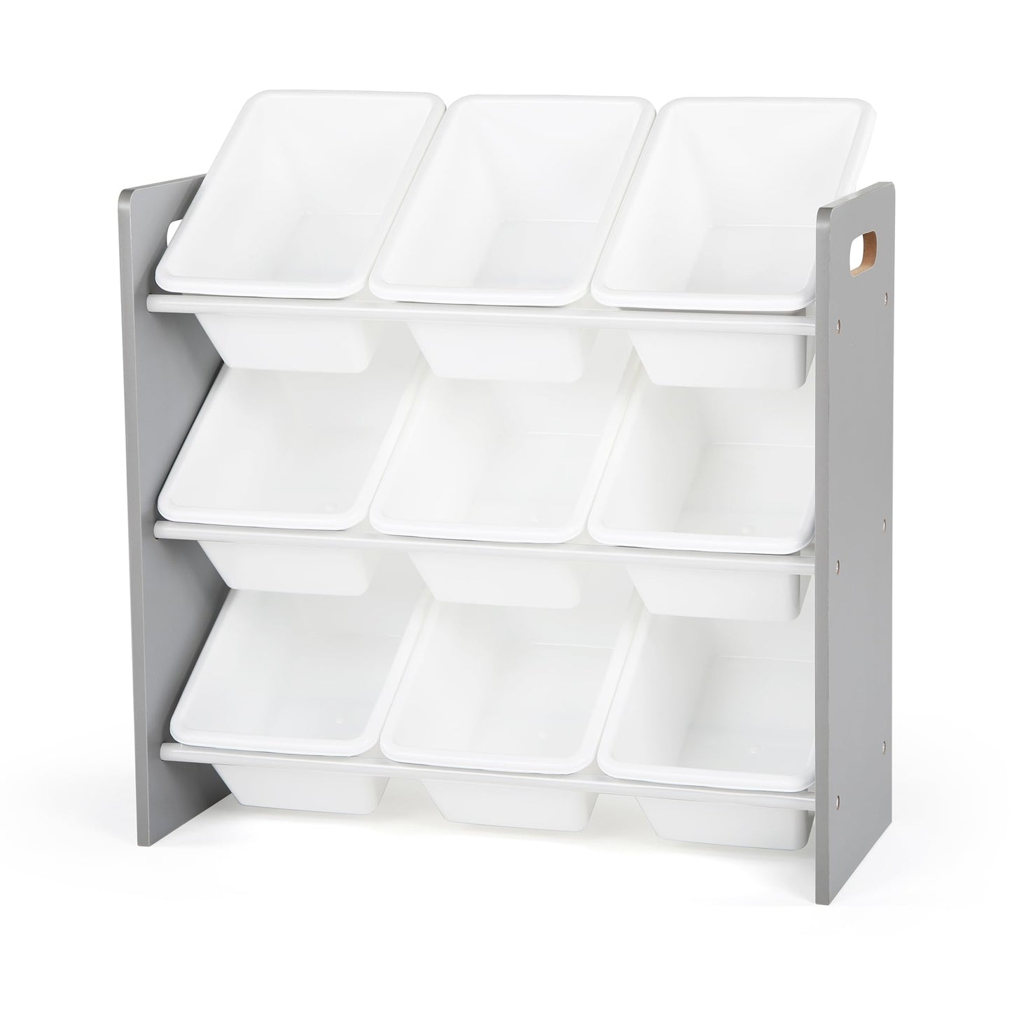 Humble Crew Toy Storage Organizer with 9 Removable Storage Bins for Kids Playroom, 3-Tier Toddler Toy Organization and Storage, Grey/White