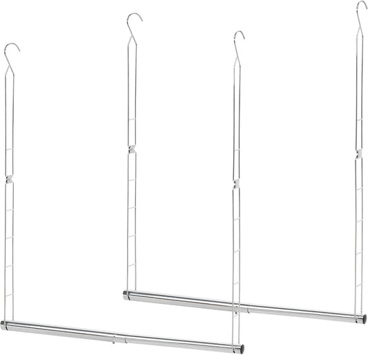 Storage Maniac Adjustable Closet Hanging Rod - Space-Saving Organizer | 2 Pack Chrome
