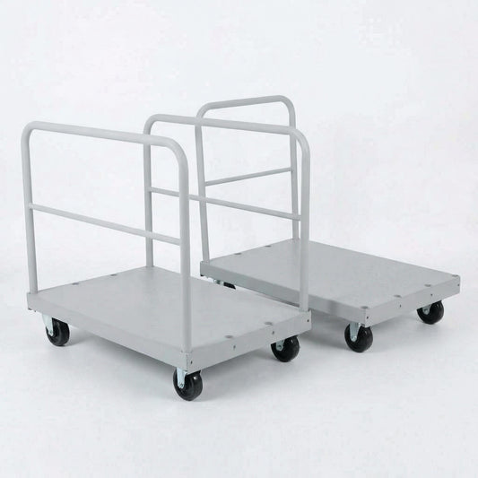 2-in-1 Platform Truck, 2200 LBS Heavy Duty Steel Panel Dolly, 36 x 24 Inch Panel Truck Cart with 2 Handrails & Rubber Swivel Casters, for Factory, Warehouse, Garage, Moving and Storage