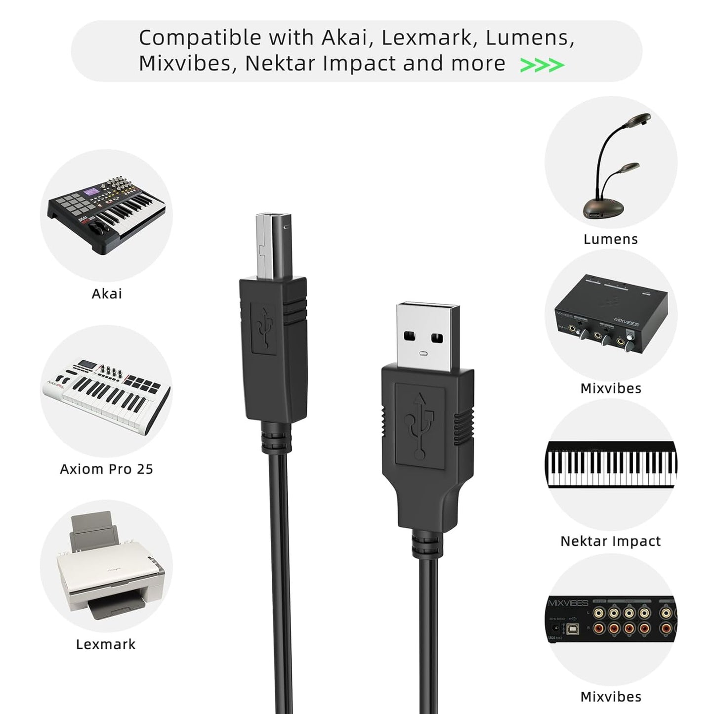 XMHEIRD 6ft Mr2000s USB Cable for Korg Rackmount Studio Recorder